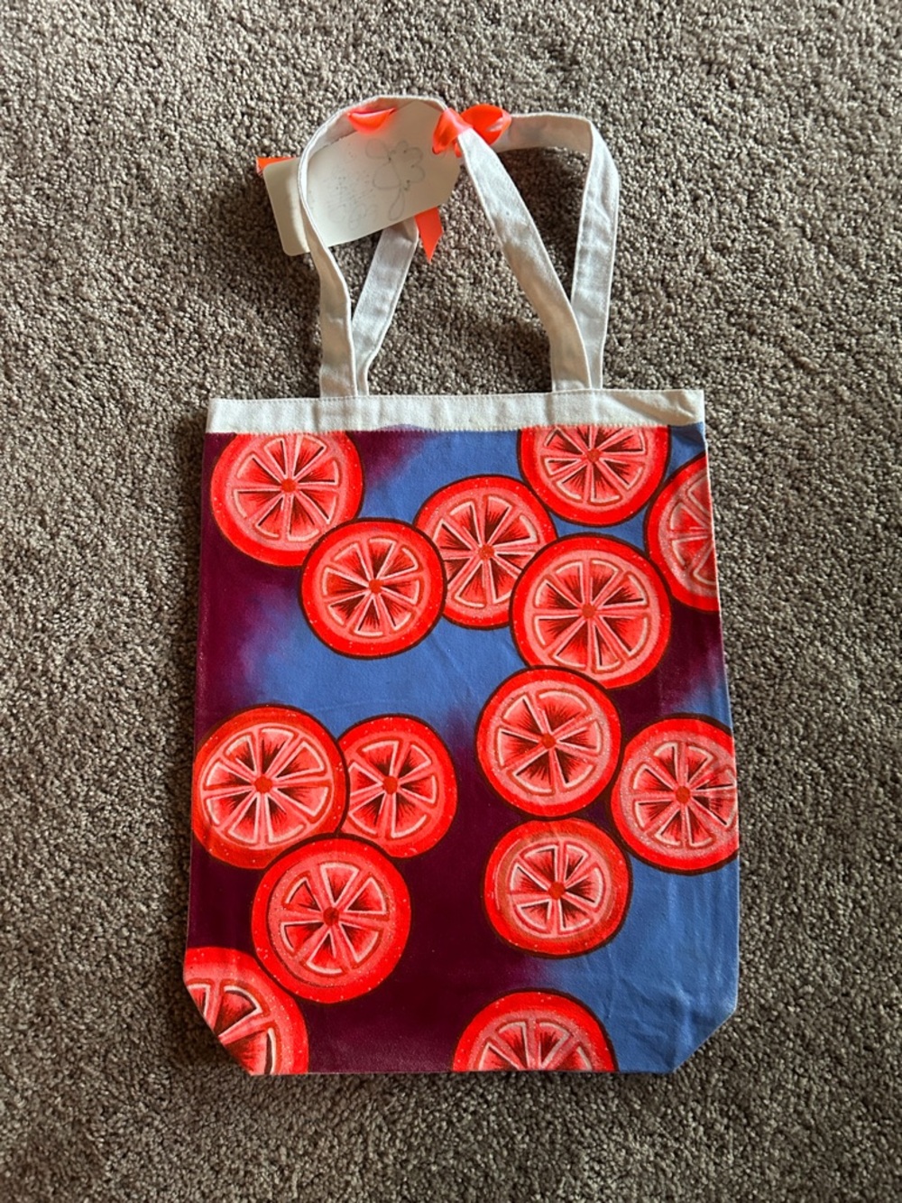 Canvas Tote Bag with Eye motif/ bright neon colors - Picture 4 of 6